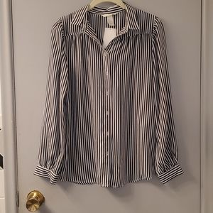 Black & White Striped Button Down Shirt